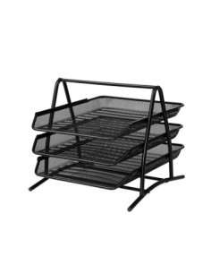 OF199,Tavita documente MESH, 3 compartimente neagra - OFFISHOP