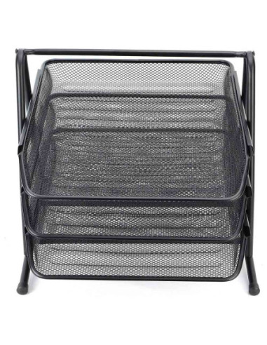 OF199,Tavita documente MESH, 3 compartimente neagra - OFFISHOP