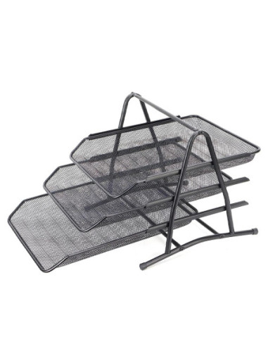 OF199,Tavita documente MESH, 3 compartimente neagra - OFFISHOP