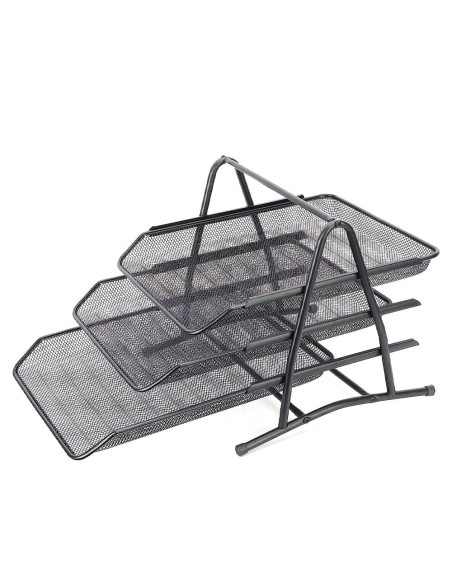 OF199,Tavita documente MESH, 3 compartimente neagra - OFFISHOP