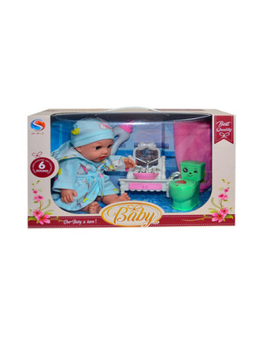JJS-9816,Bebelus cu sunete + mobilier toaleta, in cutie