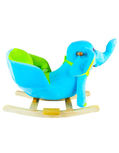 XL-503,Elefant balansoar pentru bebelusi, lemn + plus, albastru, 60x34x45 cm