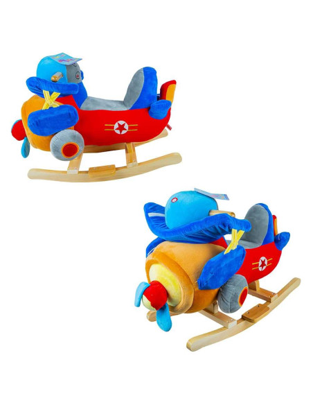 XL527,Balansoar pentru bebelusi, Avion, lemn + plus, 60x34x45 cm
