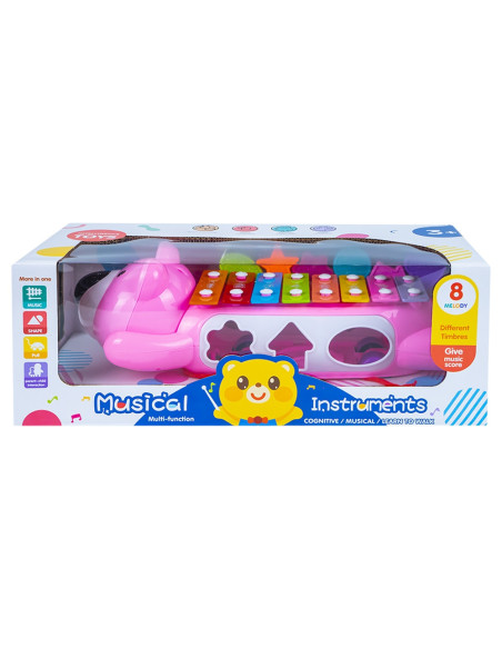 ROB-1003/Culoare aleatorie,Xilofon, Ursulet + forme educative