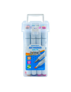 SC1507,Markere cu 2 capete, 6mm-3mm, 12 cul/set - S-COOL 2