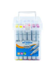 SC1508,Markere cu 2 capete, 6mm-3mm, 36 cul/set - S-COOL 2