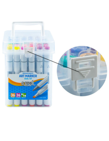 SC1508,Markere cu 2 capete, 6mm-3mm, 36 cul/set - S-COOL