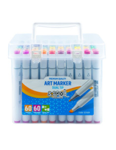 SC1509,Markere cu 2 capete, 6mm-3mm, 60 cul/set - S-COOL 2