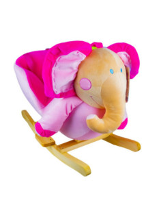 XL502,Balansoar pentru bebelusi, Elefant, lemn + plus, roz, 60x34x45 cm