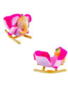 XL502,Balansoar pentru bebelusi, Elefant, lemn + plus, roz, 60x34x45 cm