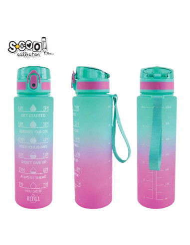 SC3103,Sticla apa 700 ml, motivationala, plastic, PINK GRADIENT, 25.10x6.9 cm - S-COOL
