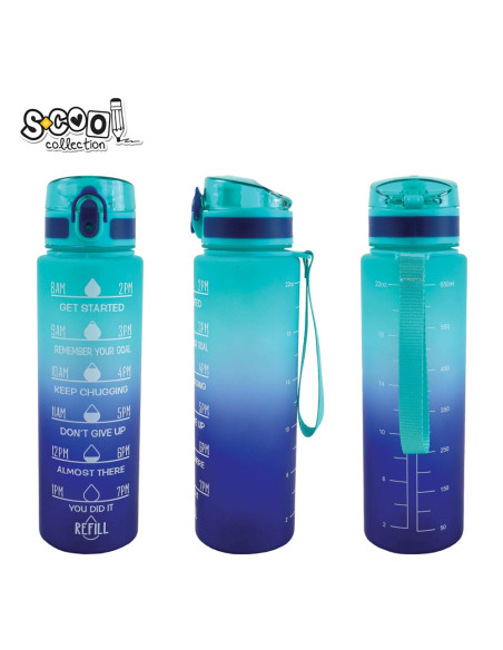SC3100,Sticla apa 700 ml, motivationala, plastic, BLUE GRADINET, 25.10x6.9 cm - S-COOL