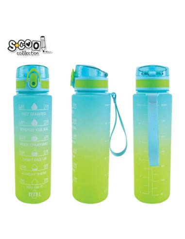SC3102,Sticla apa 700 ml, MOTIVATIONALA, PLASTIC, GREEN GRADIENT, 25.10x6.9CM- S-COOL