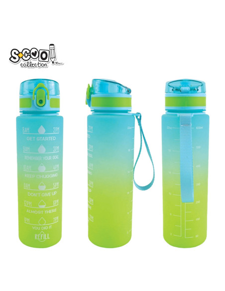 SC3102,Sticla apa 700 ml, MOTIVATIONALA, PLASTIC, GREEN GRADIENT, 25.10x6.9CM- S-COOL