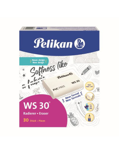 606158-30,Radiera ws 30 cotton alb display - Set 30
