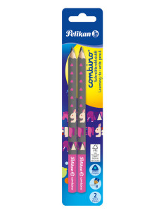 811170,Creion grafit lacuit combino b invata sa scrii roz set2 blister