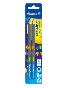 811187,Creion grafit lacuit combino b invata sa scrii albastru set2 blister