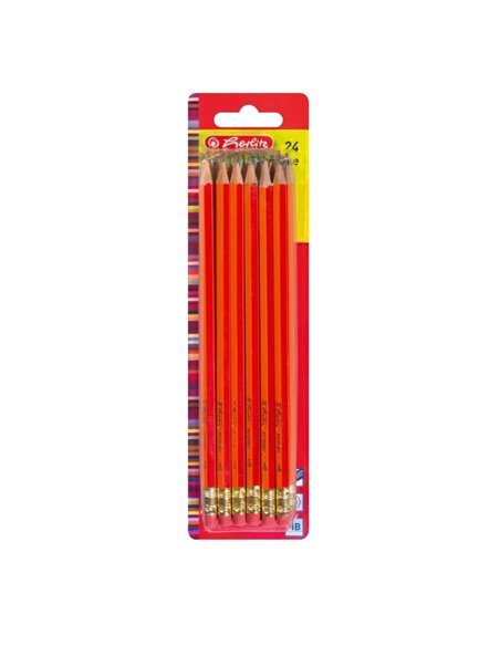8850604,Creion grafit cu radiera hb rosu set24