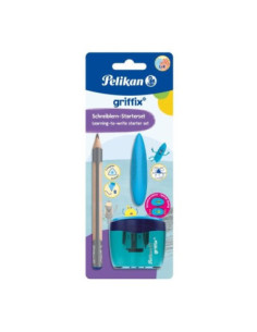 823517,Set griffix creion grafit+ascutitoare+radiera albastru blister