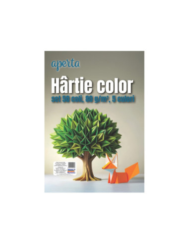 SD-HCO570,Hârtie color A4 Aperta – Set 50 coli, 80 g/mp, 5 culori intense