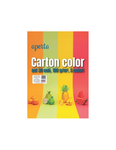 SD-HCO571,Carton color A4 Aperta – Set 30 coli, 160 g/mp, 5 culori intense
