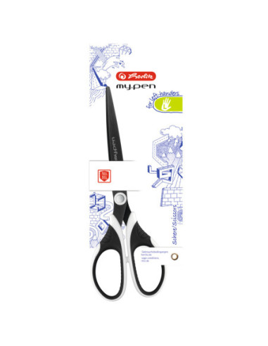 50027194-6,Foarfeca my.pen varf ascutit 18cm stangaci alb/negru blister - Set 6