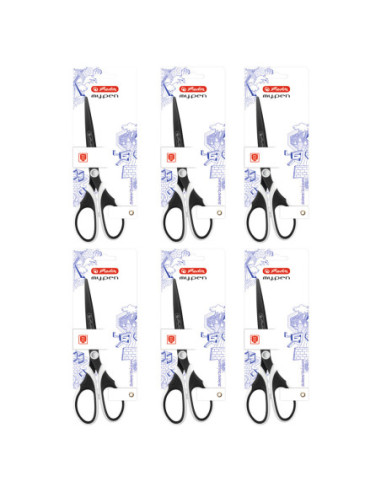 50027224-6,Foarfeca my.pen varf ascutit 18cm negru/alb blister - Set 6