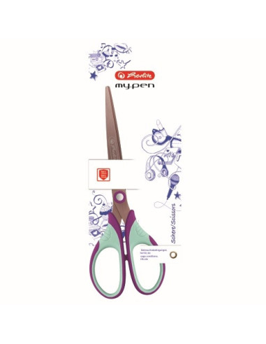 50046744,Foarfeca my.pen varf ascutit 18cm lila/menta blister