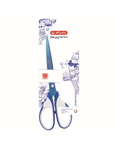 50046751,Foarfeca my.pen varf ascutit 18cm albastru/alb blister