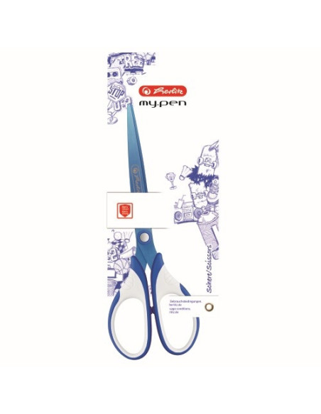 50046751,Foarfeca my.pen varf ascutit 18cm albastru/alb blister