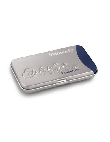 339689,Patroane cerneala edelstein albastru tanzanite set6 caseta metalica