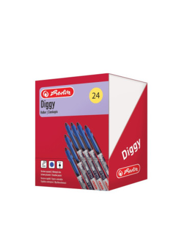 400197933,Roller liquid ink diggy 0.5mm albastru display 24buc