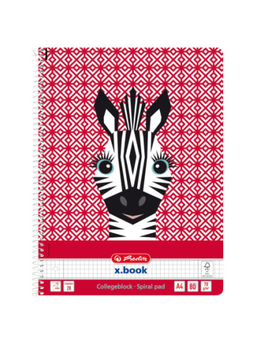 50039210-5,Caiet a4 80f spira patratele cute animals zebra - Set 5