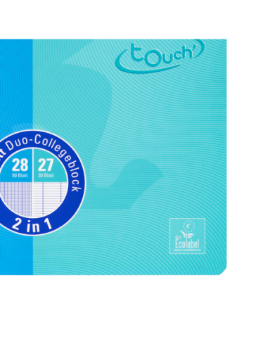 400101422,Caiet oxford touch duo a4+ 80f scribzee ecolabel dictando+patratele albastru aqua