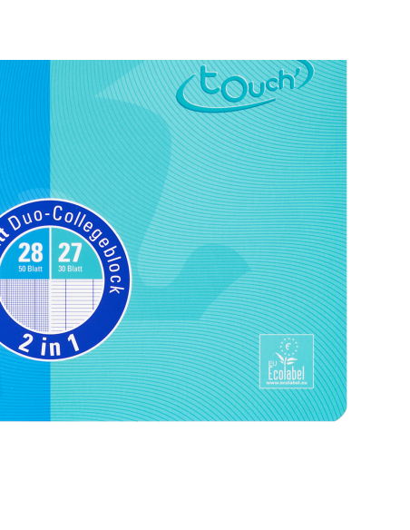 400101422,Caiet oxford touch duo a4+ 80f scribzee ecolabel dictando+patratele albastru aqua