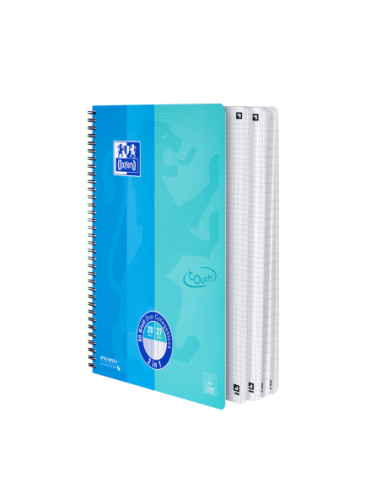 400101422,Caiet oxford touch duo a4+ 80f scribzee ecolabel dictando+patratele albastru aqua
