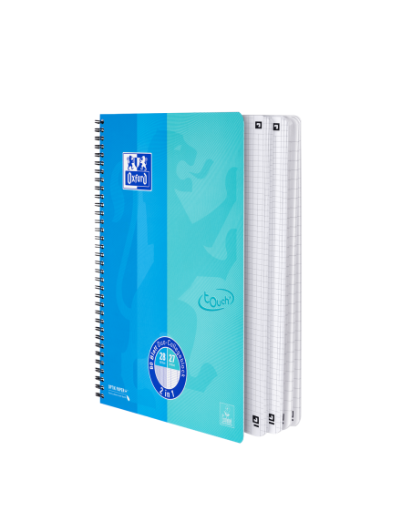 400101422,Caiet oxford touch duo a4+ 80f scribzee ecolabel dictando+patratele albastru aqua