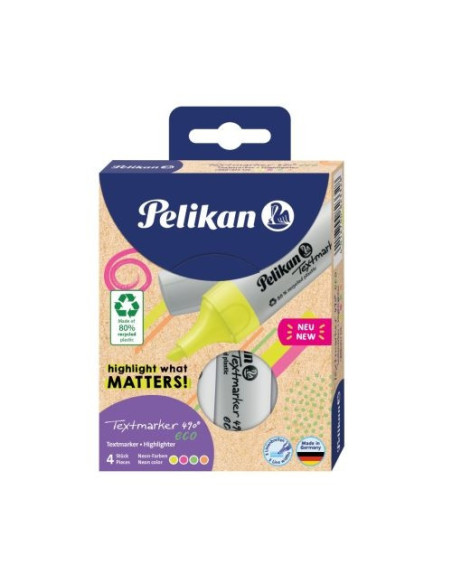 823326,Textmarker 490 eco neon set4 cutie carton