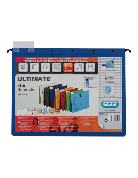 100552094-25,Dosar suspendat cu sina elba ultimate a4 200f 240g/mp blue angel albastru inchis - Set 25