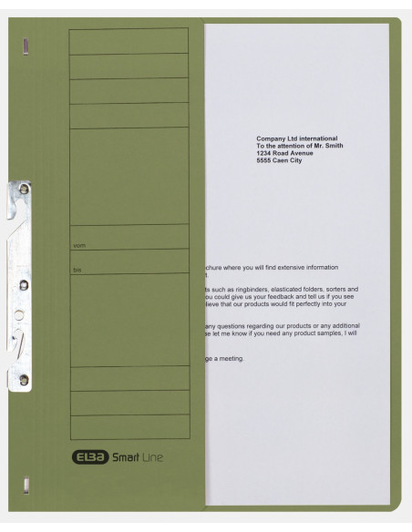 100551893-50,Dosar incopciat elba smart a4 1/2 200f 250g/mp blue angel verde - Set 50