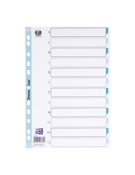 100204771,Index plastic numeric oxford a4 1-12 12f/set alb