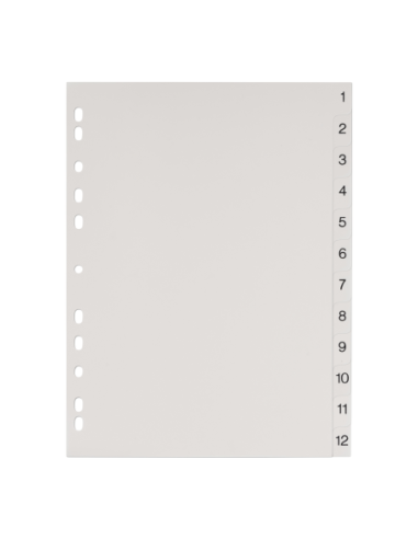 100204771,Index plastic numeric oxford a4 1-12 12f/set alb