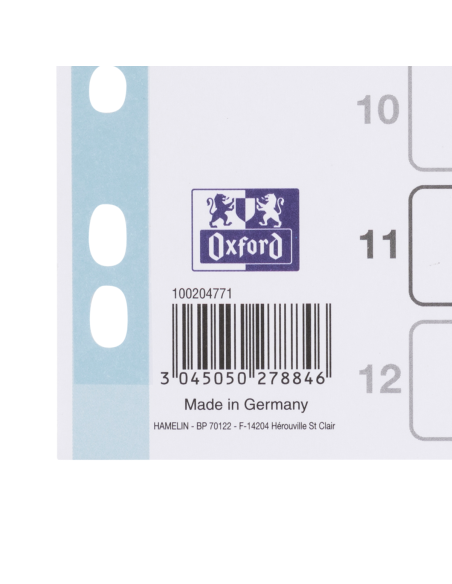 100204771,Index plastic numeric oxford a4 1-12 12f/set alb