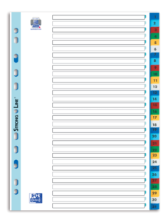 100204790,Index plastic numeric oxford a4 1-31 31f/set culori asortate