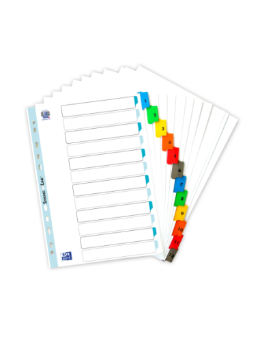 100204616,Index carton numeric oxford a4 1-12 12f/set 170g/mp alb margine color