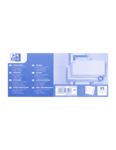 100205027,Separatoare carton oxford 10.5x24cm 190g/mp blue angel set100 rosu