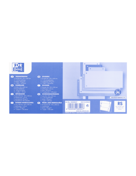 100205027,Separatoare carton oxford 10.5x24cm 190g/mp blue angel set100 rosu