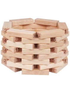 ROB-2522/Culoare aleatorie,Joc de lemn natur, 54 piese, Turnul cazator 2