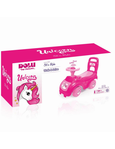 Masinuta fara pedale/roz Unicorn 37x48x21cm - Dolu