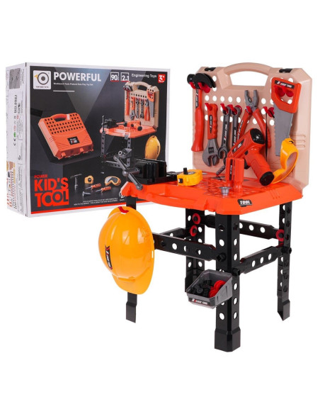Play set Unelte 2 in 1, Banc de lucru/Geanta scule, 90 buc/set
